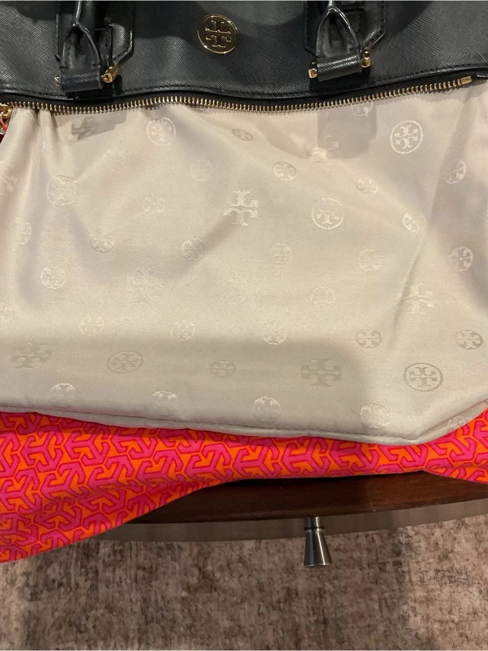 Tory Burch Black Leather Satchel with Gold Hardware